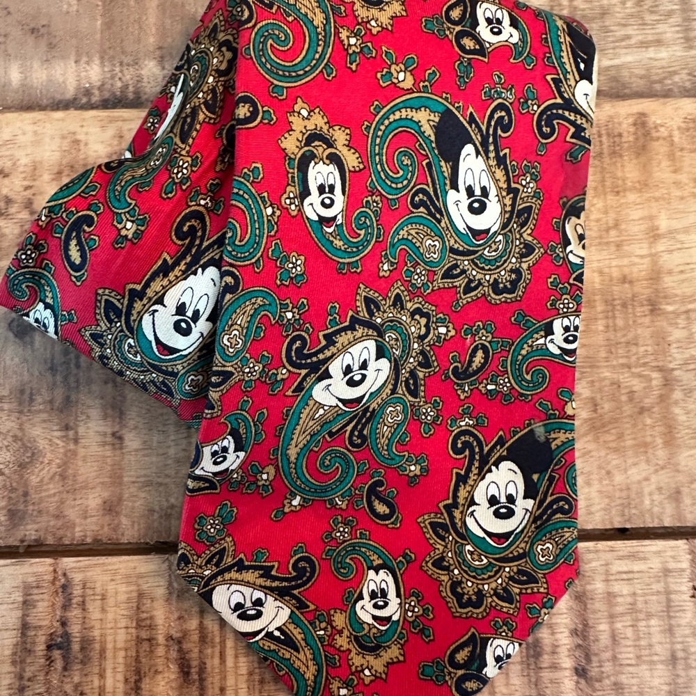 Disney Red Paisley Tie with Mickey Mouse Faces